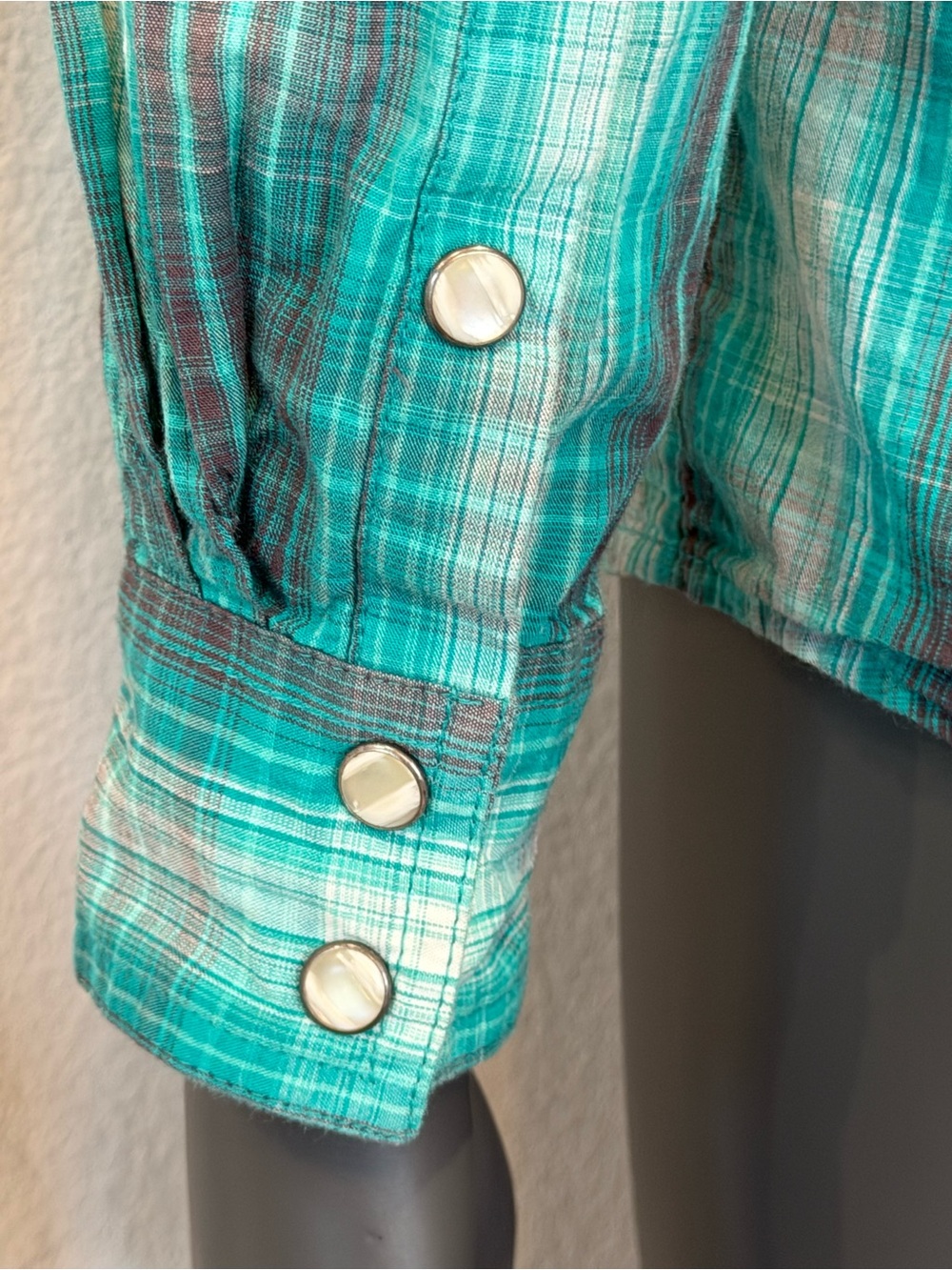 Ariat R.E.A.L. Women's Teal Plaid Western Pearl Snap Shirt Size S 100% cotton - Picture 5 of 14
